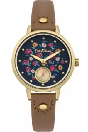 Image of Ladies Cath Kidston Little Flower Buds Tan Leather Strap sub Dial Watch CKL005TG