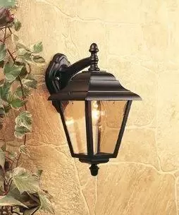 Image of 1 Light Outdoor 4 Panel Lantern - Downlight Black IP43, E27