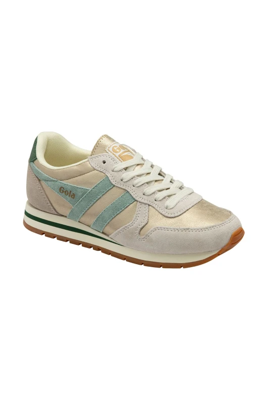 Image of Gola Classics Womens 'Daytona Blaze' Metallic Lace-Up Trainers in Gold Size: 3 Gold Female 3