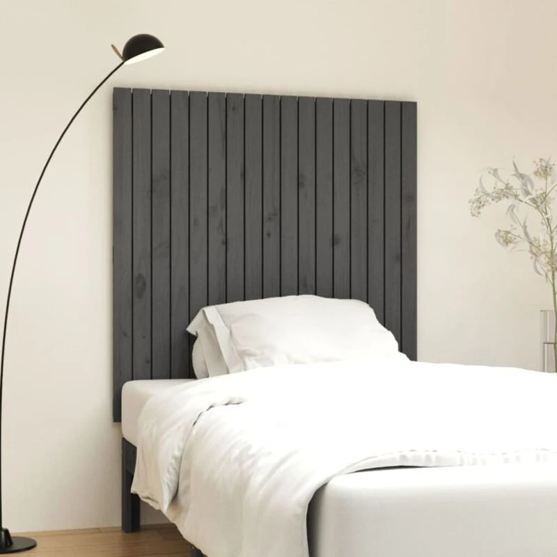Image of Vidaxl Wall Headboard Grey 108X3X110 Cm Solid Wood Pine, Grey 824925