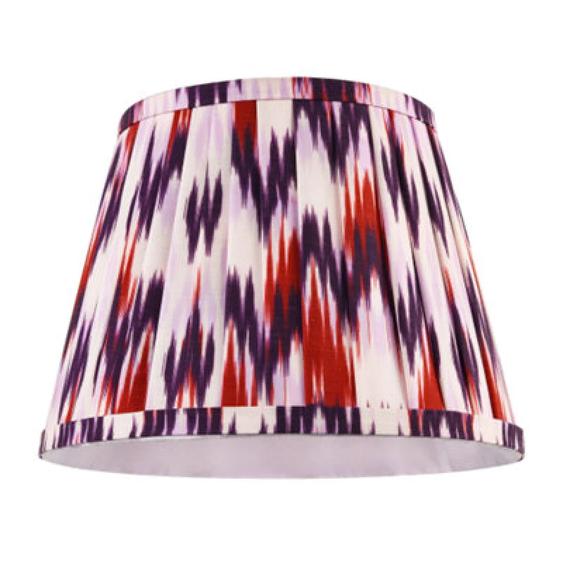 Image of Happy Homewares Purple And Burgundy Pleated Cotton Lamp Shade With Zig Zag Design