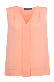 Image of French Connection Polly Plains V Neck Top Orange
