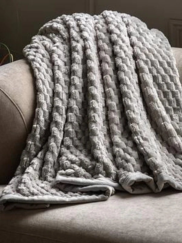 Image of Crossland Grove Jacquard Velvet Knitted Throw Grey 1500X2000Mm, Grey 5056693556039