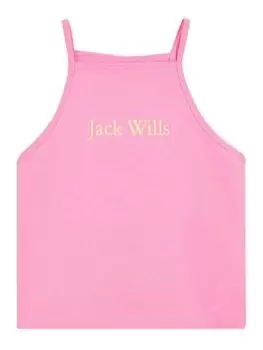 Image of Jack Wills Girls Script Strap Vest - Pink, Size Age: 3-4 Years, Women
