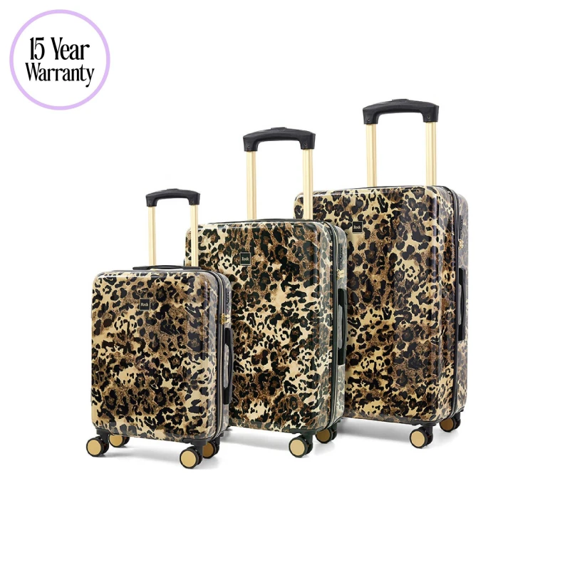 Image of Rock Rock Savannah Leopard Medium Suitcase Gold - Rock - Size: Medium Gold Medium UH38101