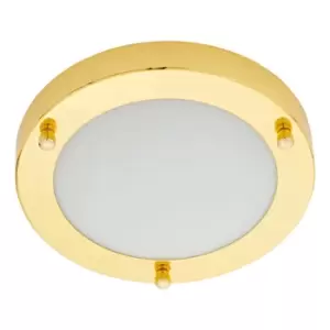 Image of Spa 180mm Delphi LED Flush Ceiling Light 12W Cool White Opal Glass and Brass