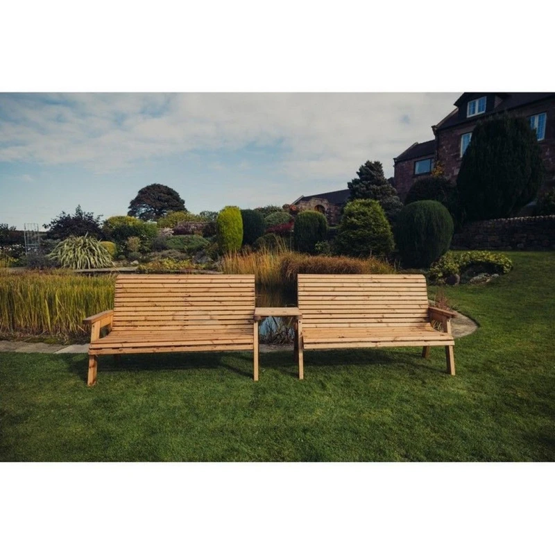 Image of Churnet Valley Garden Furniture Ltd Valley 2X3B Set Straight Tray - Fully Assembled - Set of Cushions Inc in Brown Brown Unisex