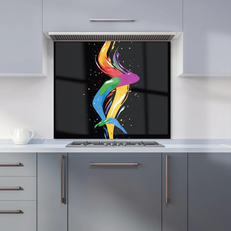 Image of Warren Reed - Designer Vibrant Flow: Abstract Pride Fish Kitchen Splashback in White Size: 900mm x 750mm White Unisex 900mm x 750mm