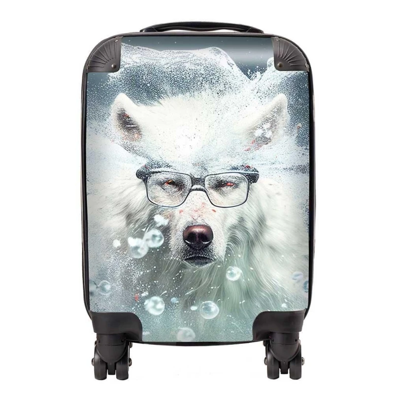 Image of Warren Reed - Designer White Wolf Splashart Suitcase Size: Small White Unisex Small