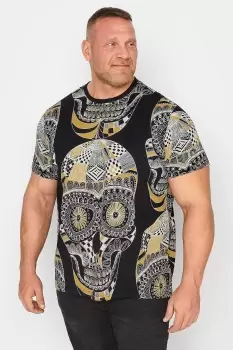 Image of Paisley Skull Print T-Shirt