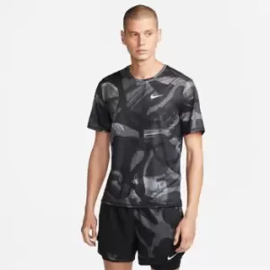 Image of Nike Miler Camo Short Sleeve Running Top Mens - Black