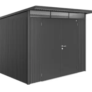 Image of Biohort AvantGarde Double Door Metal Garden Shed 8ft5 x 7ft2 A5 - Metallic Dark Grey