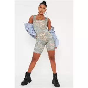 Image of I Saw It First Khaki Tie Dye Ribbed Scoop Neck Unitard - Green