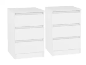 Image of Seconique Malvern White Pair of 3 Drawer Bedside Cabinets