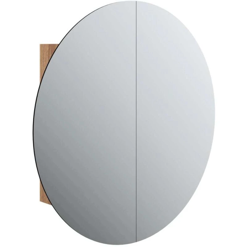 Image of VIDAXL Bathroom Cabinet with Round Mirror&LED Oak 54x54x17.5cm Vidaxl 345590
