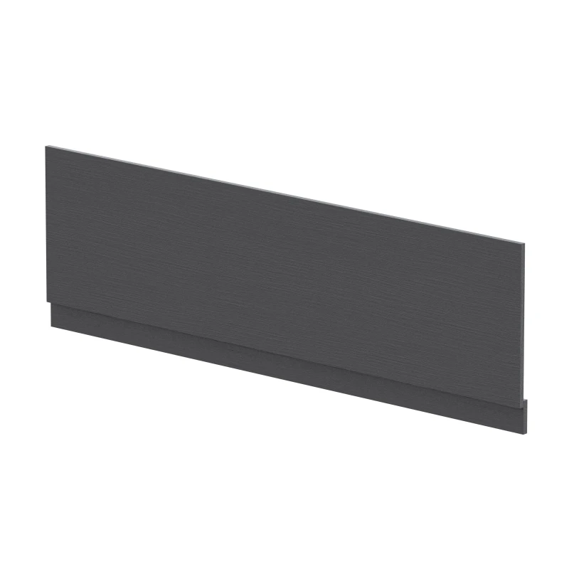 Image of Balterley Edge/Power Straight Front Bath Panel & Plinth, 1800mm - Textured Woodgrain Graphite Grey Grey unisex