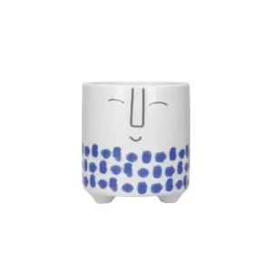Image of Happy Face Planter, Dolomite, White / Blue
