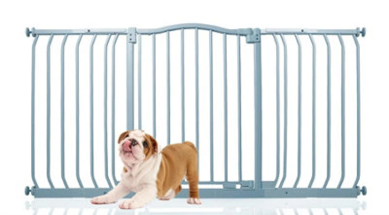 Image of Bettacare Curved Top Dog Gate, 143Cm - 152Cm, Matt Grey, Pressure Fit Pet Gate For Dog And Puppy, Pet And Dog Barrier