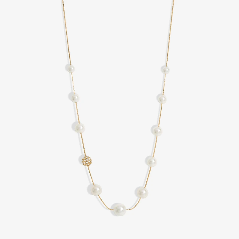 Image of Jon Richard Gold Plated Fine Pearl And Pave Necklace Gold