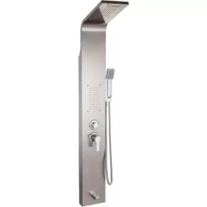 Image of 5 In 1 Shower Column Tower Panel With Twin Heads Body Jets Tub Spout Bathroom