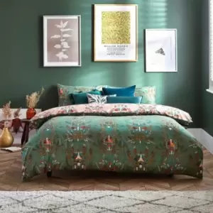Image of Furn Luna Wood Duvet Cover Set (Single) (Fern Green)