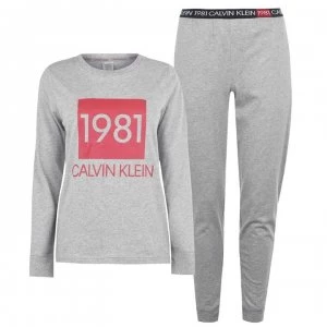 Image of Calvin Klein 1981 Logo Pyjama Set - GREY HEATHER