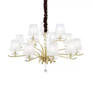 Image of Pegaso 12 Light Multi Arm Pendant Light Satin Brass