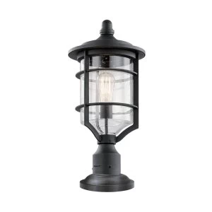 Image of 1 Light Medium Outdoor Pedestal Light Black IP44, E27