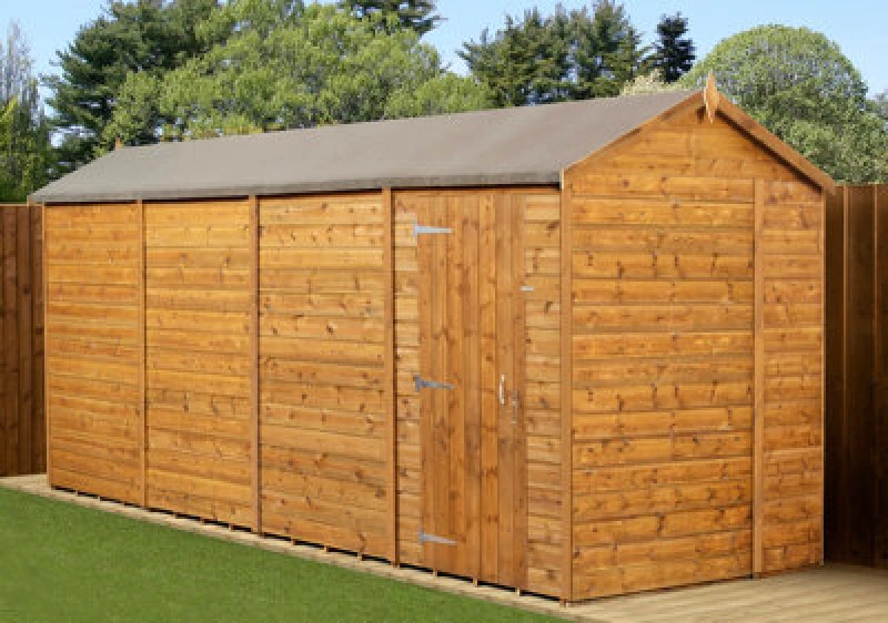 Image of Empire Sheds Empire Modular Apex 6X16 Dipped Treated Tongue And Groove Wooden Garden Shed Single Door No Windows (6' X 16' / 6ft X 16ft) (6X16)