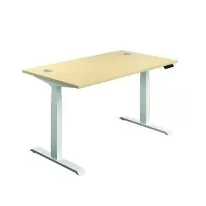 Image of Jemini SitStand Desk with Cable Ports 1400x800x630-1290mm MapleWhite