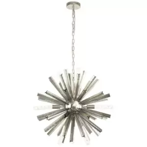 Image of Luminosa 10 Light E14, Round Pendant Polished Nickel , Smoke Glass