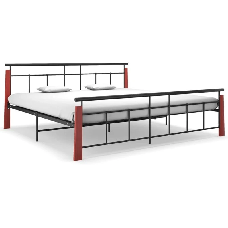 Image of VIDAXL Bed Frame without Mattress Metal and Solid Oak Wood 200x200cm vidaXL 8720286196366