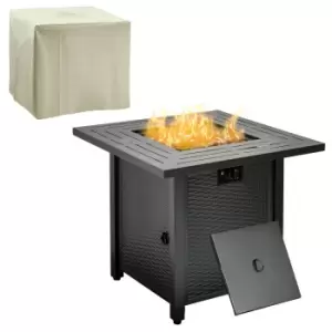 Image of Outsunny Outdoor Propane Gas Fire Pit Table With Rain Cover 40000 Btu - Black