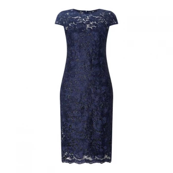 Image of Marina Lace Shift Dress - Navy