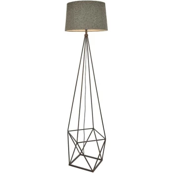 Image of Endon Apollo - 1 Light Floor Light Aged Copper & Grey Fabric, E27