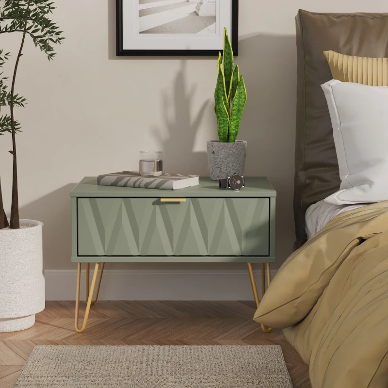 Image of Ready Assembled 2 U Dallas 1 Drawer Wide Side Table (Ready Assembled) in Pale Green Pale Green Unisex
