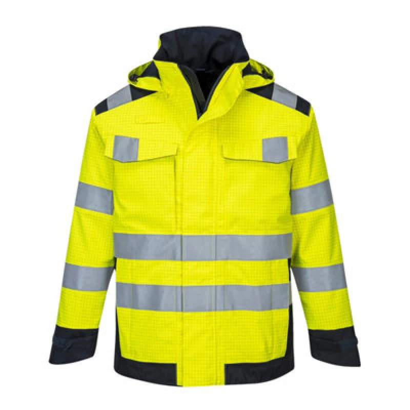 Image of Modaflame Rain Multi Norm Arc Heat and Flame Resistant Jacket MV70YNR4XL Colour: Yellow / Navy