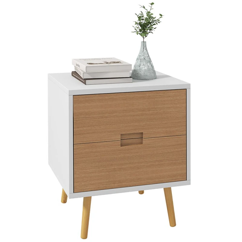 Image of HOMCOM Bedside Table with 2 Drawers for Bedroom - Living Room TJ Hughes 5056725543884