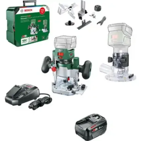 Image of Bosch ADVANCEDTRIMROUTER 18V-8 P4A 18v Cordless Trim Router with Plunge Attachment ADVANCEDTRIMROUTER 18V-8 Batteries: 1 x 2.5ah Li-ion