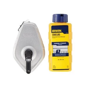 Image of IRWIN STRAIT-LINE Aluminium 30m Chalk Line & Blue Chalk Pack