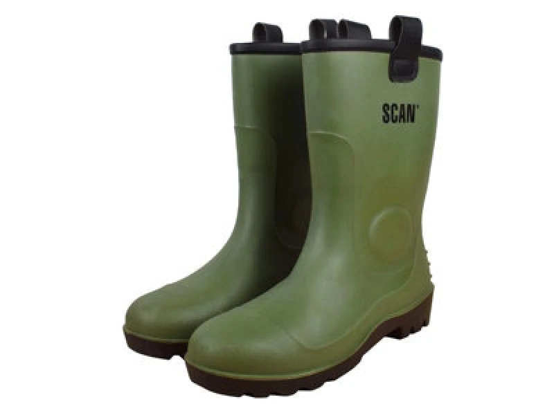 Image of Scan Fleece Lined Wellington Boots Green Size 8 FWWELFL8