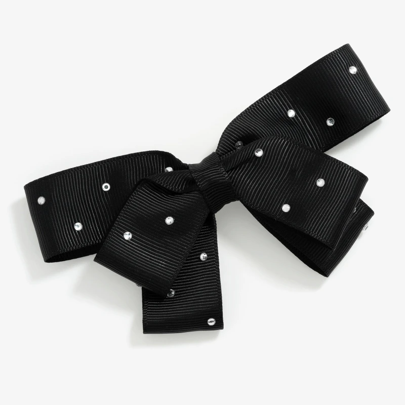 Image of Mood Black Crystal Diamante Bow Hair Clip Jewellery Sets One Size Black 72790303000