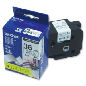 Image of Brother TZE-261 P-touch Black On White Tape 36mm x 8m