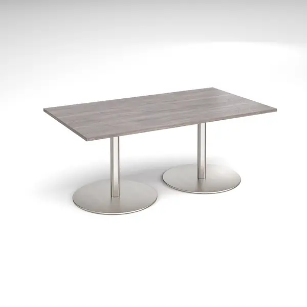 Image of Eternal Rectangular Office Boardroom Table - Grey Oak - Brushed Steel Base - W1800mm