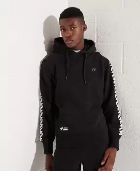 Image of Superdry Mens Code Logo Tape Hoodie Black - Size: XL