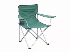 Image of Green Folding Canvas Camping / Festival / Outdoor Chair with Arms and Cup Holder