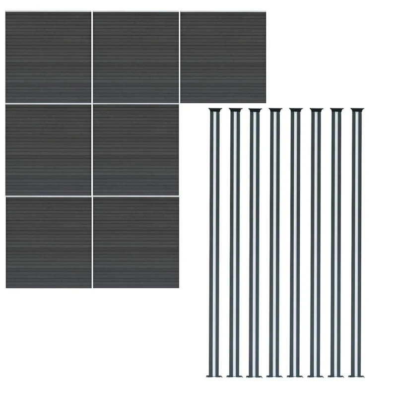 Image of Monstershop Composite Fence Panels & LED Posts 6ft x 40ft - Grey Grey Unisex