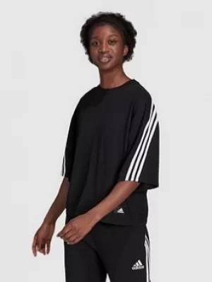 Image of adidas Futire Icons 3 Stripes Tee, Black, Size S, Women