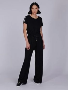 Image of Barbour International Chequer Jersey Jumpsuit - Black, Size 16, Women