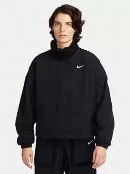 Image of Nike NSW Essential Sherpa Lined Woven Jacket - Black/White, Size S, Women